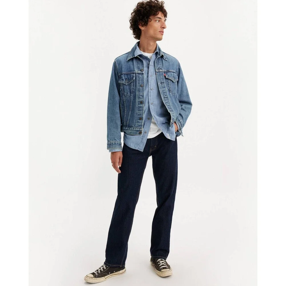 Levi's 505 Jeans Mens 36 X 34 Blue Denim Cotton Regular Fit Straight Leg QLW575 - Picture 5 of 10